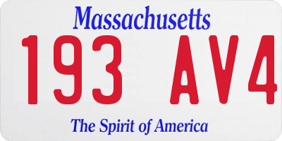 MA license plate 193AV4