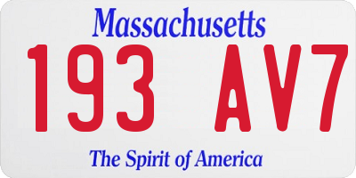 MA license plate 193AV7