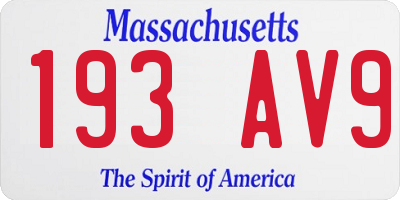 MA license plate 193AV9