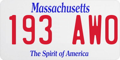 MA license plate 193AW0