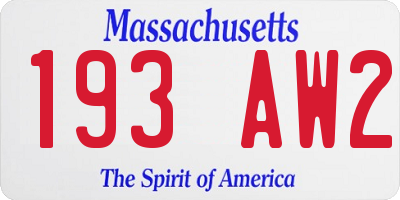 MA license plate 193AW2
