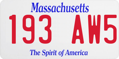MA license plate 193AW5