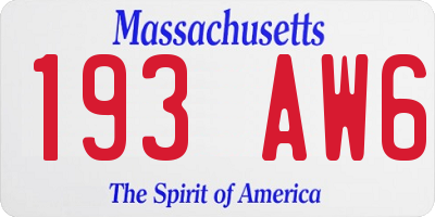 MA license plate 193AW6
