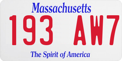 MA license plate 193AW7