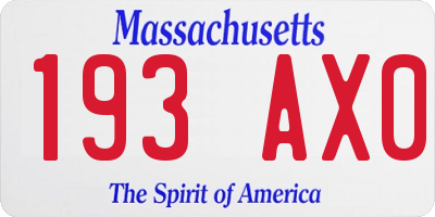 MA license plate 193AX0