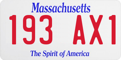 MA license plate 193AX1