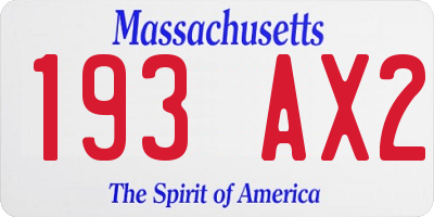 MA license plate 193AX2
