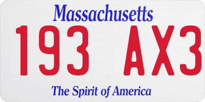 MA license plate 193AX3