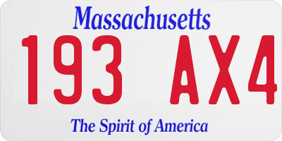 MA license plate 193AX4