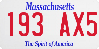 MA license plate 193AX5