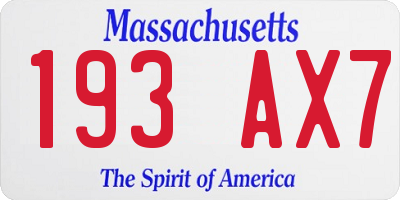 MA license plate 193AX7