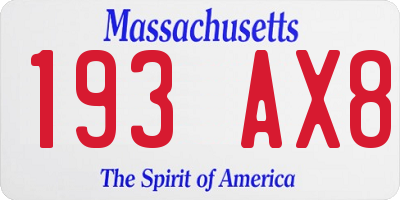 MA license plate 193AX8