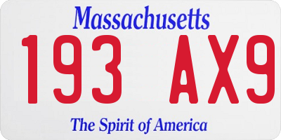 MA license plate 193AX9