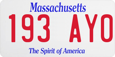 MA license plate 193AY0