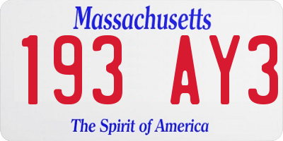 MA license plate 193AY3