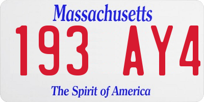 MA license plate 193AY4