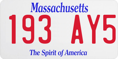 MA license plate 193AY5