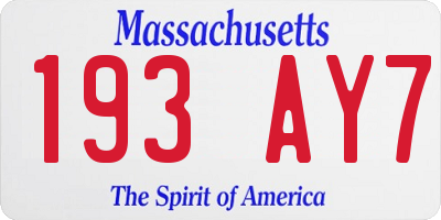 MA license plate 193AY7