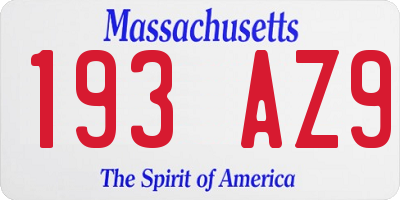 MA license plate 193AZ9