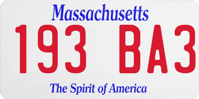 MA license plate 193BA3