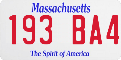 MA license plate 193BA4