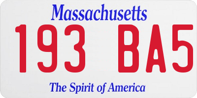 MA license plate 193BA5