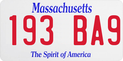 MA license plate 193BA9