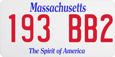 MA license plate 193BB2