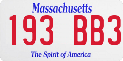 MA license plate 193BB3