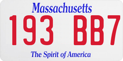 MA license plate 193BB7