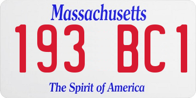 MA license plate 193BC1