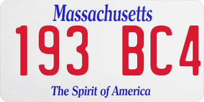 MA license plate 193BC4