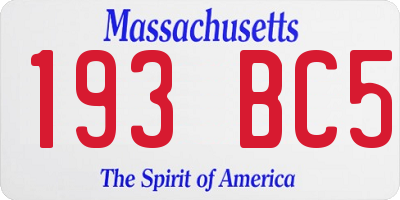 MA license plate 193BC5