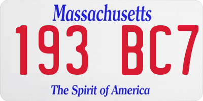 MA license plate 193BC7
