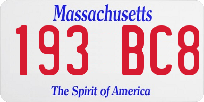 MA license plate 193BC8
