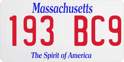 MA license plate 193BC9