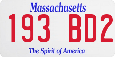 MA license plate 193BD2