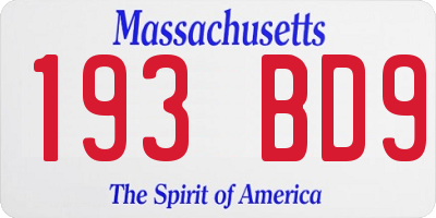 MA license plate 193BD9