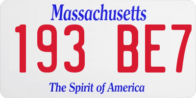 MA license plate 193BE7