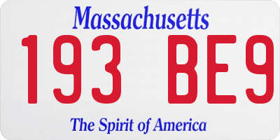 MA license plate 193BE9