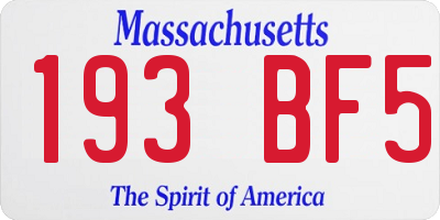 MA license plate 193BF5