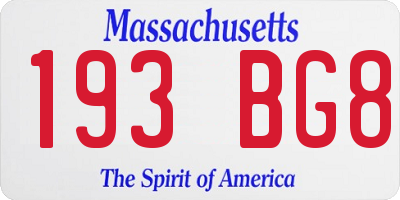 MA license plate 193BG8