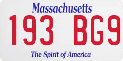 MA license plate 193BG9