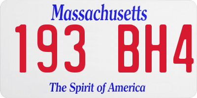 MA license plate 193BH4