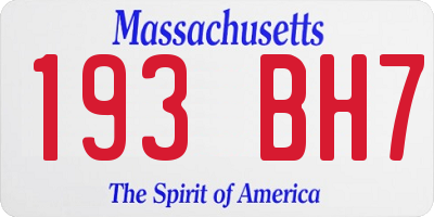 MA license plate 193BH7