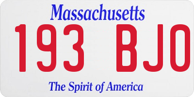 MA license plate 193BJ0