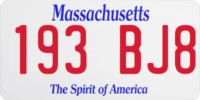 MA license plate 193BJ8