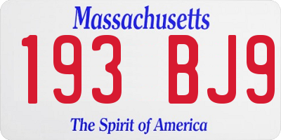 MA license plate 193BJ9