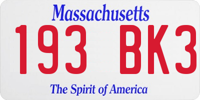 MA license plate 193BK3