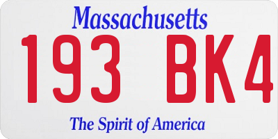 MA license plate 193BK4